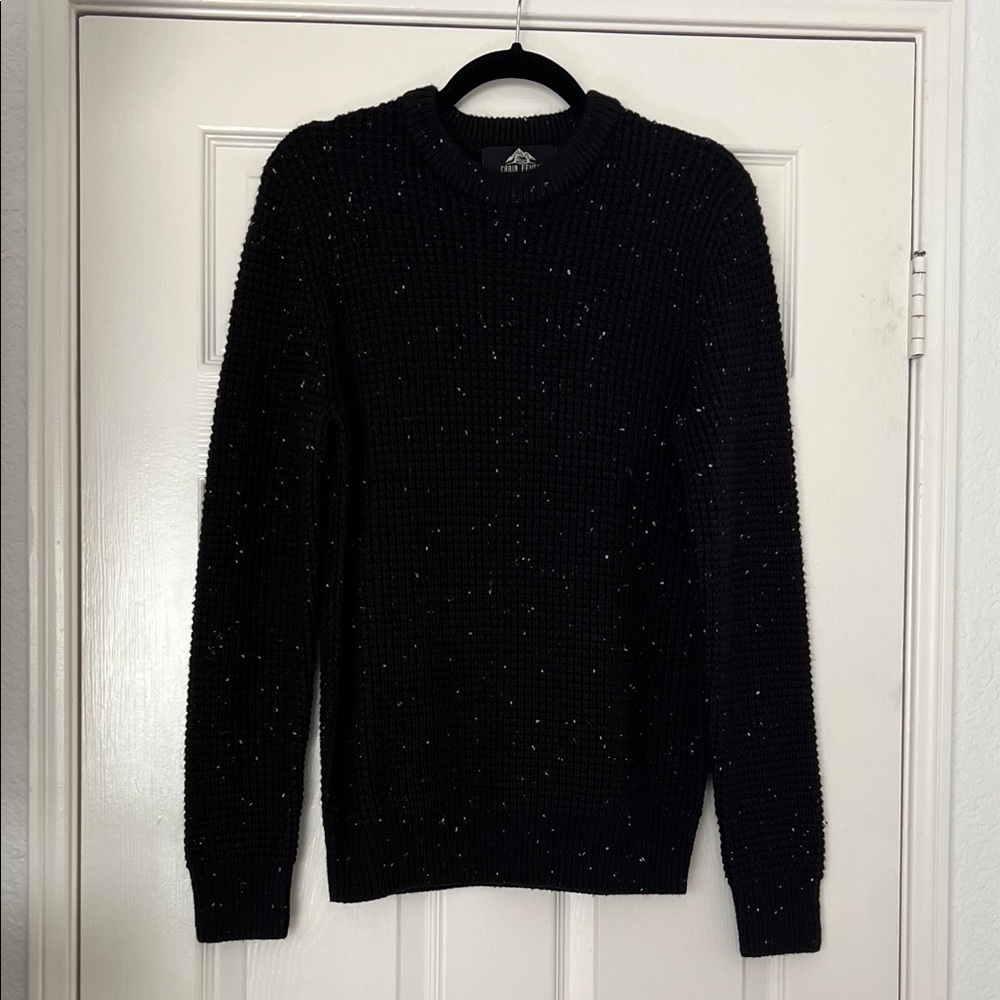 Cabin Fever Waffle Knit Sweater with Speckles in Black